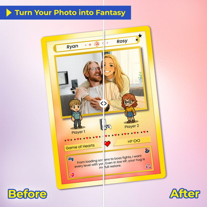 Personalized Pokémon Card with Animated Photo - Custom Pokémon Card for Couple - Customizable Gift for Him and Her - CPC-21.B