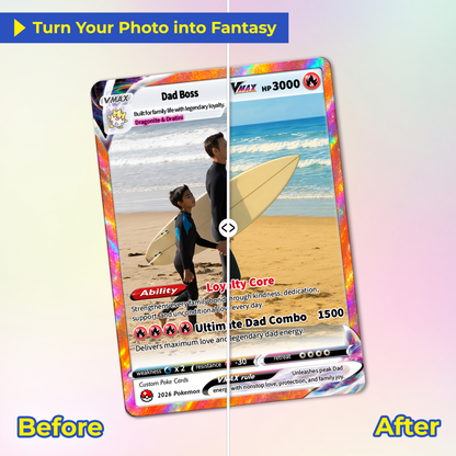 Perfect Gift from Wife & Kids - Happy Father's Day Custom Pokémon Card - Comic Anime Style Personalized Pokémon Card for Dad - Perfect Gift from Wife & Kids - CPC-125