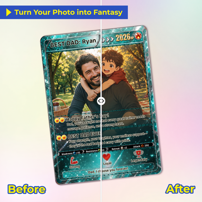 Happy Father's Day Custom Pokémon Card - Anime Styles Personalized Pokémon Card for Dad - Perfect Classic Pokémon Card from Wife & Kids - CPC-112