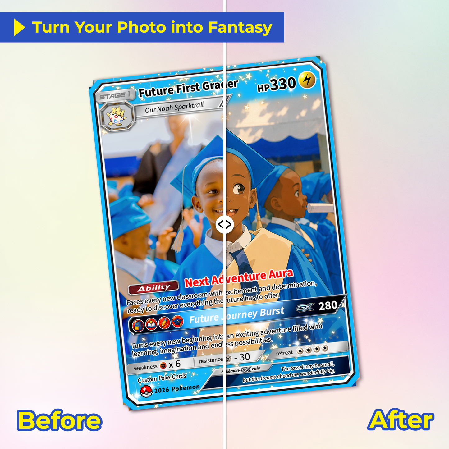 Kindergarten Graduate Personalized Pokémon Card, Kindergarten Graduation Custom Pokémon Card, Graduation Gift for Kindergarten Boy and Girl - First Day of School Gift - CPC-BTS-16