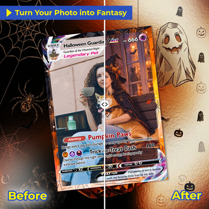 Halloween Custom Pokémon Cards with Animated Photo, Personalized Pokemon Cards, Unique Gift for Pet Lovers, Pet Dad, Pet Mom, Dog Dad & Dog Mom - CPC-hlw-06