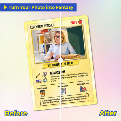 Custom Pokemon Cards Teacher Appreciation with Anime Photo, Change Your Photo to Ghibli Style, Thank You Teacher Gift from Parents & Students, Personalized Pokemon Cards - CPC-66.A