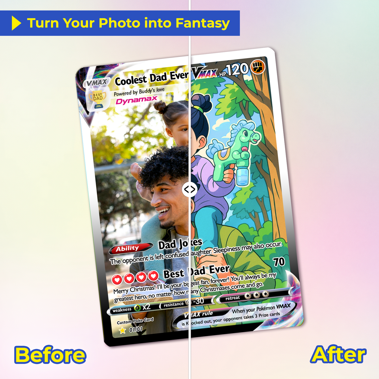 Coolest Dad Ever Pokemon Card, Custom Pokemon Card - Anime-Inspired Personalized Pokemon Card for Dad - Perfect Gift for Dad - CPC-55