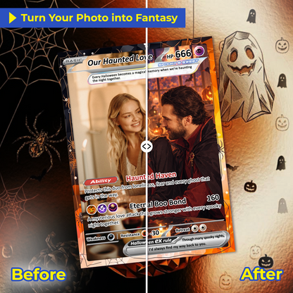 Halloween Personalized Pokemon Cards, Custom Pokémon Cards with Animated Photo, Gifts for Lovers, Husband and Wife - CPC-hlw-04