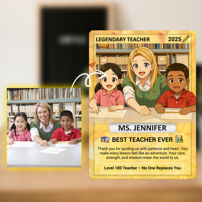 Legendary Teacher Gift Card, Custom Pokemon Cards Teacher Appreciation, Change Your Photo to Ghibli Style, Thank You Teacher Gift, Personalized Pokemon Cards - CPC-67
