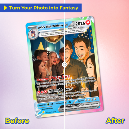 Custom Pokemon Card Birthday, Personalized Pocket Monster Style Gifts for Date of Birth, Best Anime-Inspired Cards for Friends, Son, Daughter, Partner - CPC-56