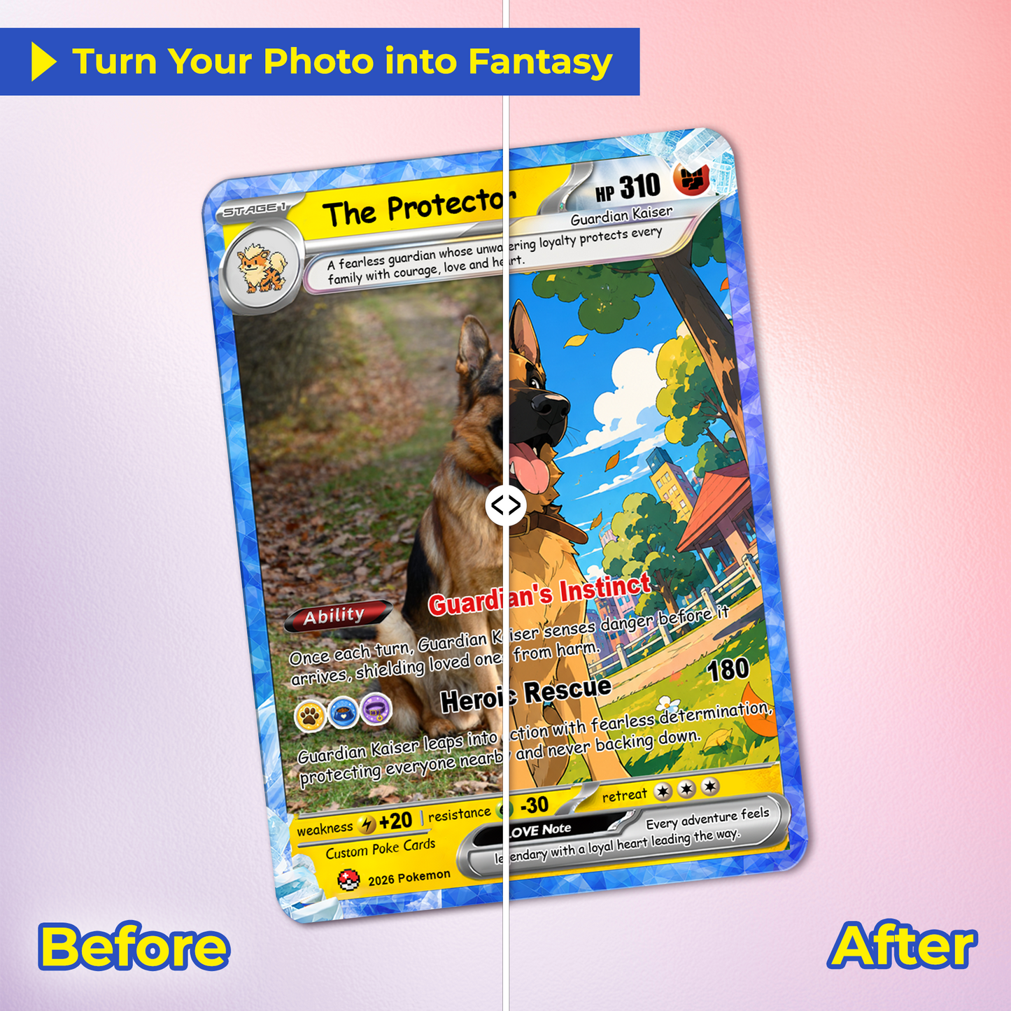 For Pet Lovers Custom Pokémon Card - Personalized Poke Cards by Pet Photo - Unique Gift for Dog Mom, Cat Mom, Dog Dad, Cat Dad - CPC-Pet-03