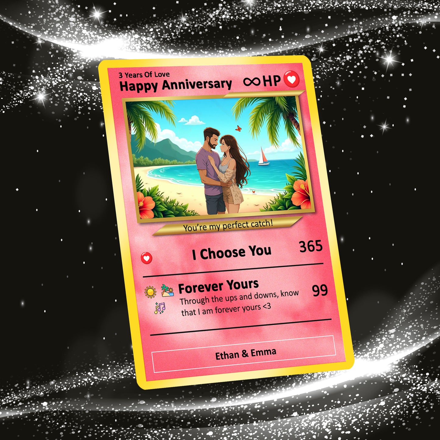 Personalized Anime-Inspired Pokemon Card - Custom Pokemon Card for Couple - Holographic Effect Available - CPC-25