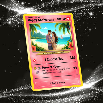 Personalized Anime-Inspired Pokemon Card - Custom Pokemon Card for Couple - Holographic Effect Available - CPC-25