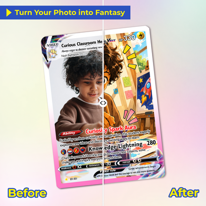 Back to School Personalized Pokémon Card - Custom Pokémon Card with Anime Picture for Kids, Students - First Day of School Gift from Parents - CPC-BTS-02