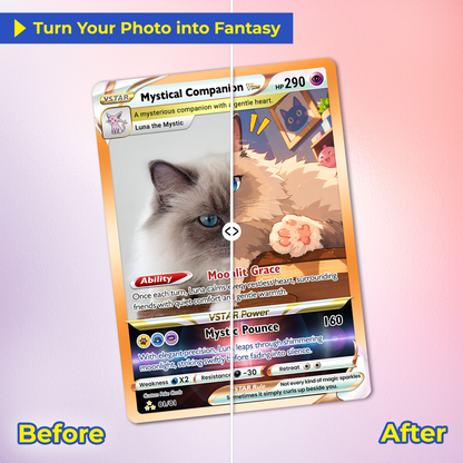 For Cat Lovers Custom Pokémon Card - Personalized Poke Cards with Animated Cat Photo - Unique Gift for Cat Mom, Cat Dad - CPC-Pet-05