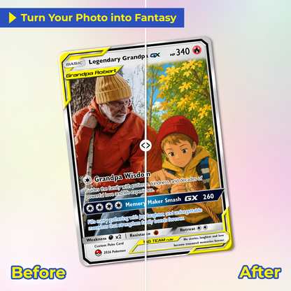 Legendary Grandpa Custom Pokémon Card for 2026 Father's Day - Anime Styles Personalized Pokémon Card for Grandpa - Perfect Classic Pokémon Card from Sons, Daughters & Grandkids - CPC-129