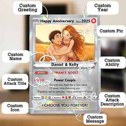Custom Couple Pokemon Cards for Anniversary Day, Transform to Anime Styles - CPC-01