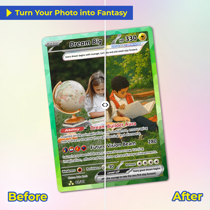 Back to School Custom Pokémon Card - Dream Big Personalized Pokémon Card with Anime Picture for Kids, Students - First Day of School Gift from Parents - CPC-BTS-20
