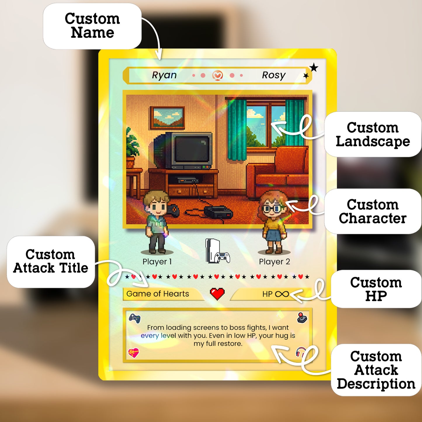 Custom Poke Card for Couple - Anime-Inspired Ghibli Aesthetic Pocket Monster Gift - Characters Customizable - CPC-21