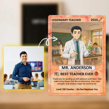 Custom Pokemon Cards Teacher Appreciation, Change Your Photo to Ghibli Style, Thank You Teacher Gift, Personalized Pokemon Cards - CPC-63
