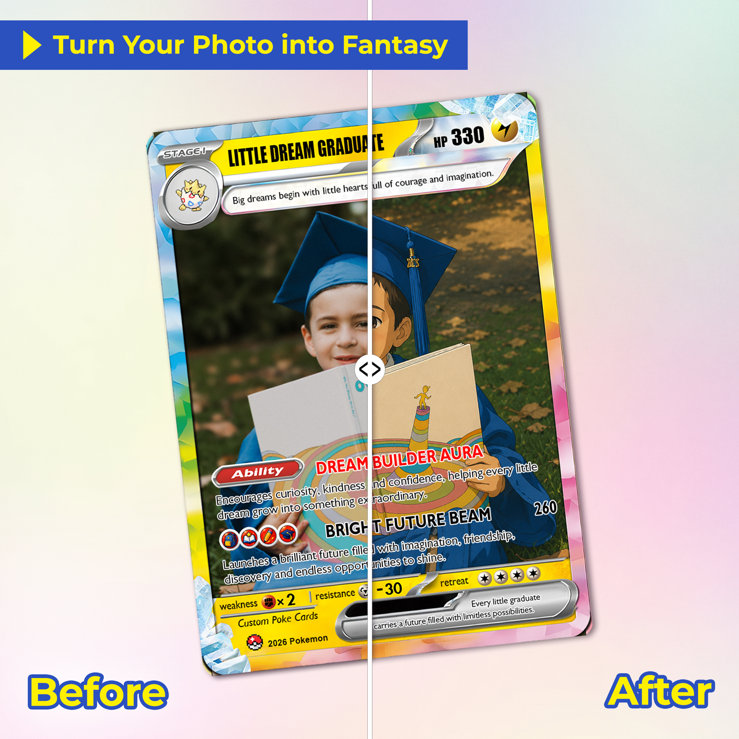 Graduation Gift for Kindergarten Boy and Girl, Kindergarten Graduate Personalized Pokémon Card, Kindergarten Graduation Custom Pokémon Card - First Day of School Gift - CPC-BTS-17