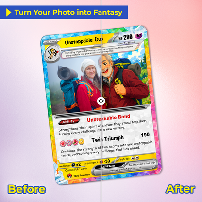Personalized Poke Cards by Ghibli & Comic Anime Style, Custom Pokémon Cards with Animated Picture, Customizable Pokémon Gift for Him and Her - CPC-152