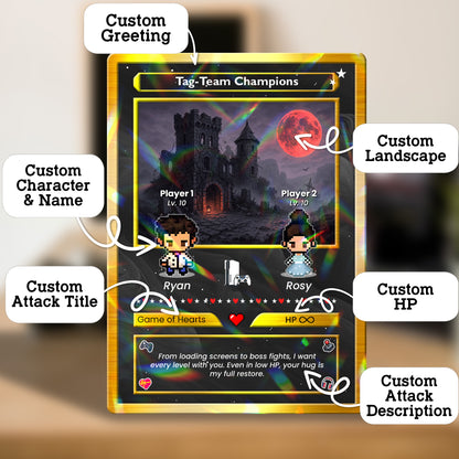 Anime Transformation Custom Pokemon Card - Personalized Poke Card for Couples - Custom by Pixel Characters - CPC-42