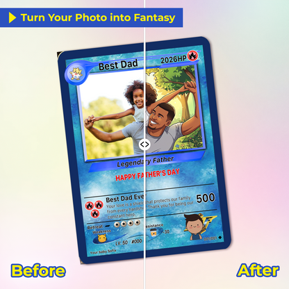Happy Father's Day Custom Pokémon Card - Anime Styles Personalized Pokémon Card for Dad - Perfect Classic Pokémon Card from Wife & Kids - CPC-110