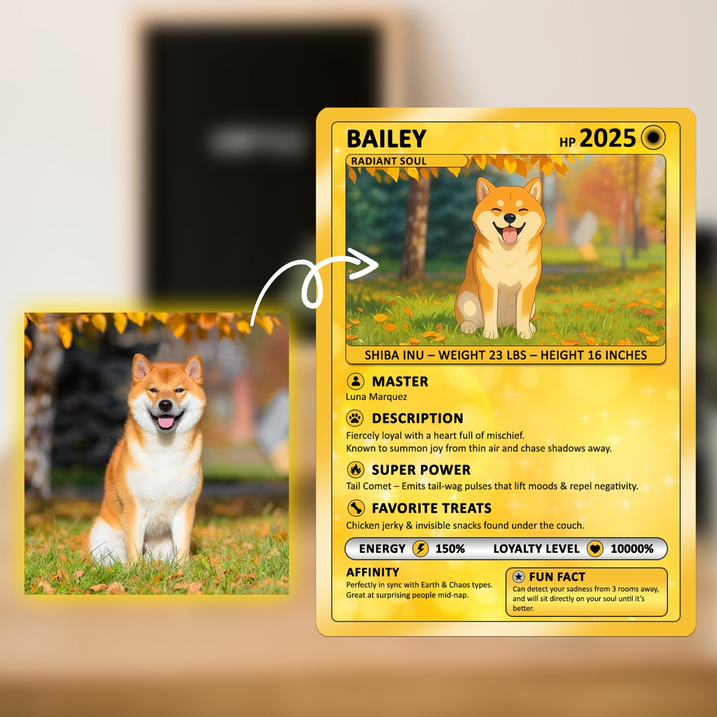 Deep Customizable Pokémon Card for Pet Lovers, Personalized Pokémon Card with Pet Photo for Dog Mom Cat Mom Dog Dad Cat Dad - CPC-09