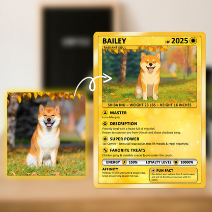 Deep Customizable Pokémon Card for Pet Lovers, Personalized Pokémon Card with Pet Photo for Dog Mom Cat Mom Dog Dad Cat Dad - CPC-09