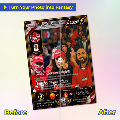 Personalized Football Trading Card, World Cup 2026 Custom Soccer Card, Pokémon-Style Fan Card with Photo, Unique Gift for Soccer Fans - CPC-WC-CAN