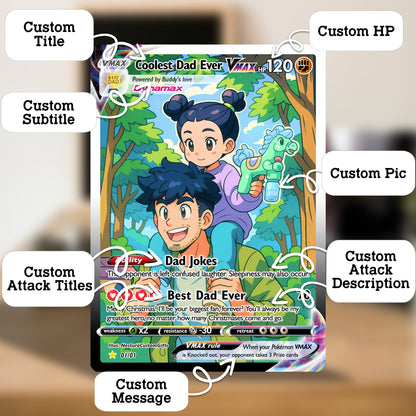 Coolest Dad Ever Pokemon Card, Custom Pokemon Card - Anime-Inspired Personalized Pokemon Card for Dad - Perfect Gift for Dad - CPC-55