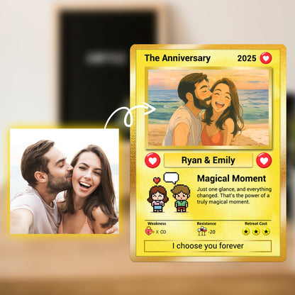 Custom Poke Card for Couple - Anime-Inspired Ghibli Aesthetic Pocket Monster Gift - Customizable Trading Cards - CPC-19