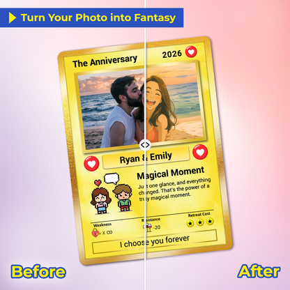 Custom Poke Card for Couple - Anime-Inspired Ghibli Aesthetic Pocket Monster Gift - Customizable Trading Cards - CPC-19