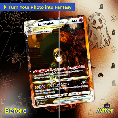 Custom Día de los Muertos Pokémon Card | Personalized Day of the Dead Card | La Catrina Gift for Him & Her - CPC-hlw-16