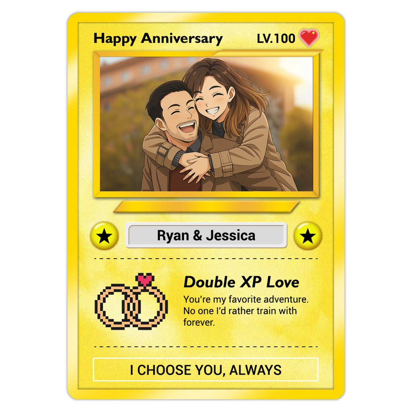 Custom Pokémon Cards for Couples, Change Photo to Anime Styles - CPC-02