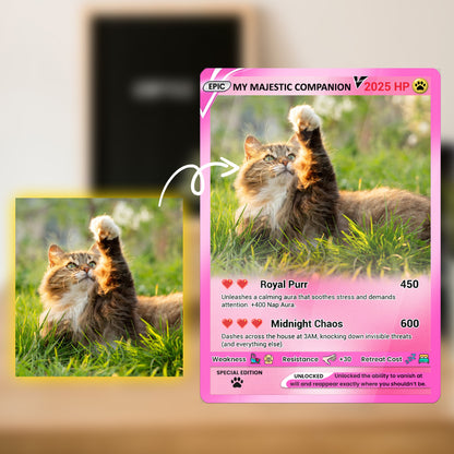 Custom Pokémon Card for Pet Lovers, Personalized Pokémon Card with Pet Photo for Cat Dad Cat Mom - CPC-35