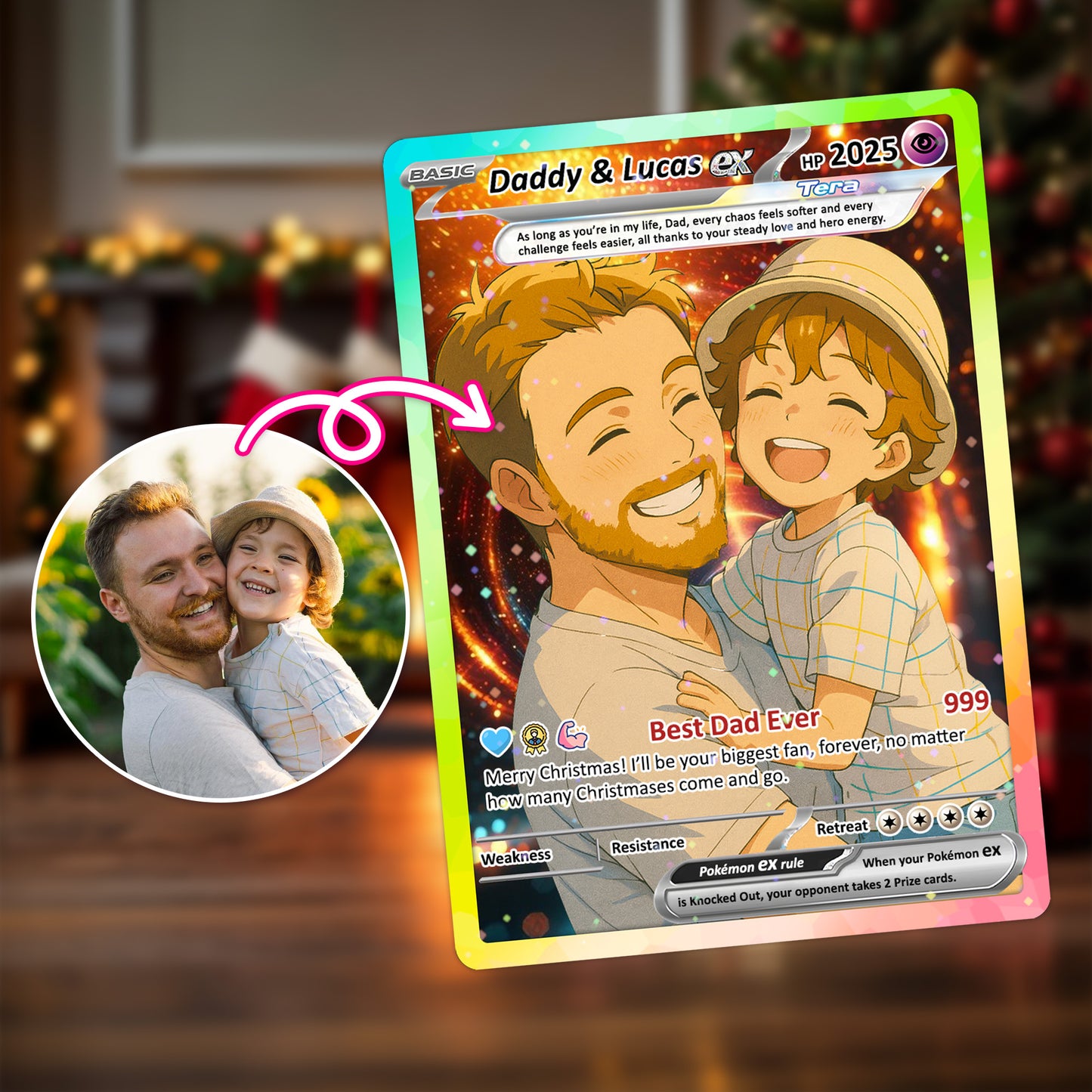 Best Dad Ever Pokemon Card, Custom Pokemon Card  - Anime-Inspired Personalized Pokemon Card for Dad - Perfect Gift for Dad - CPC-53