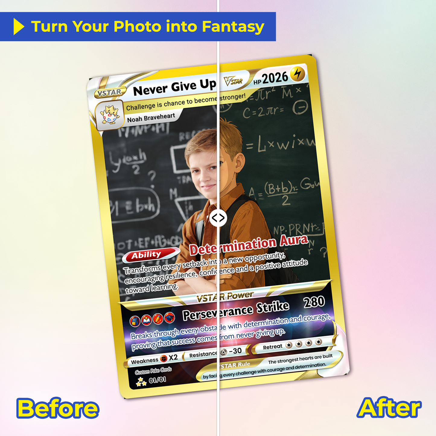 Personalized Pokémon Card - Back to School Custom Pokémon Card with Anime Picture for Kids, Students - First Day of School Gift from Parents - CPC-BTS-19