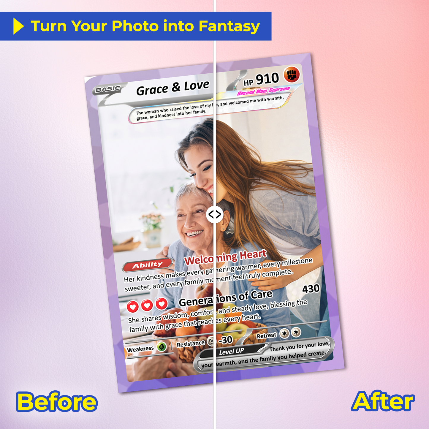 For Mother-in-Law Happy Mother's Day Custom Pokémon Card - Anime-Inspired Personalized Pokemon Card for Mom | Gift from Daughter-in-Law or Son-in-Law - Customizable Trading Cards - CPC-102