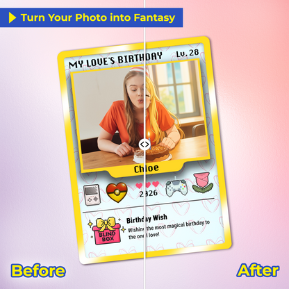 Birthday Custom Pokemon Card for Couples, Anime Transformation Personalized Pokemon Card, Customizable Pokemon Cards for Birthday - CPC-12