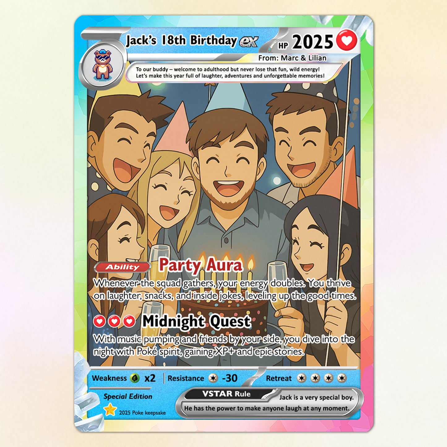 Custom Pokemon Card Birthday, Personalized Pocket Monster Style Gifts for Date of Birth, Best Anime-Inspired Cards for Friends, Son, Daughter, Partner - CPC-56