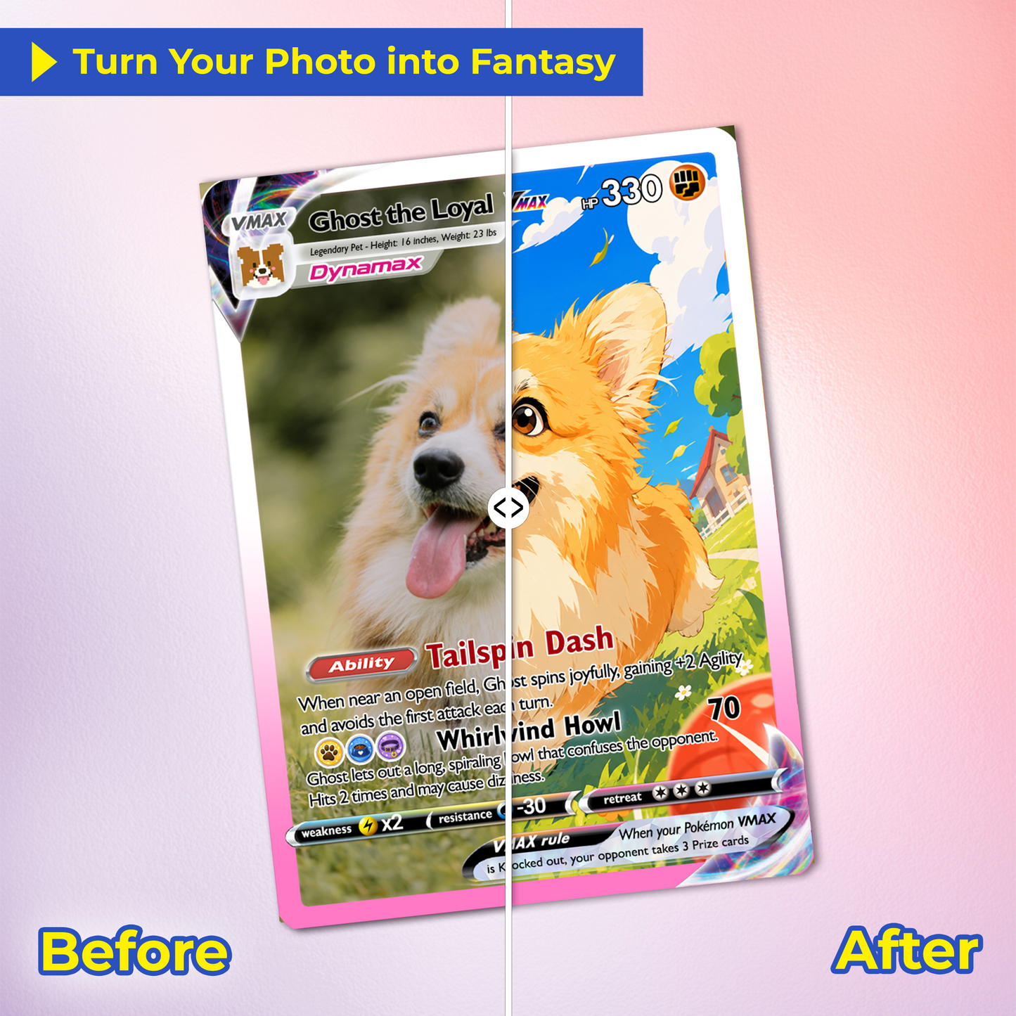 Custom Pokémon Card for Pet Lovers - Personalized Pokemon Card with Pet Photo for Dog Mom, Cat Mom, Dog Dad, Cat Dad - CPC-Pet-01