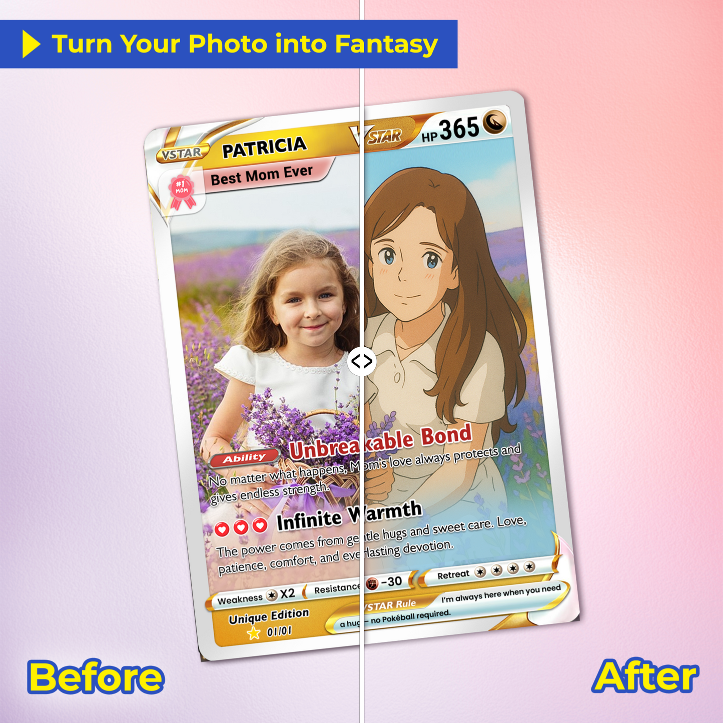 Anime-Inspired Personalized Pokemon Card for Mom - Mother's Day Custom Pokemon Card - Pokemon Mommy Card - Customizable Trading Cards - CPC-40