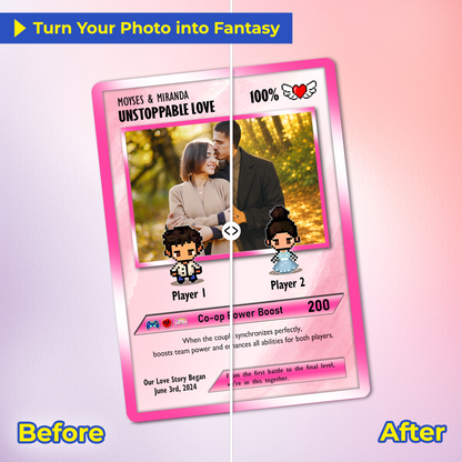 Custom Pokemon Card with Trendy Anime Transformation Styles  - Personalized Poke Card for Couples - Animated Gift for Lovers - CPC-22.A