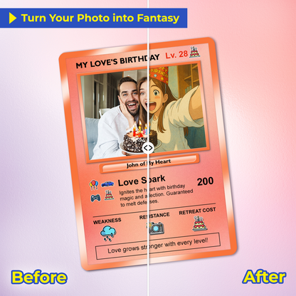 Customizable Pokemon Cards for Birthday, Anime Transformation Personalized Pokemon Card, Birthday Custom Pokemon Card for Couples - CPC-45