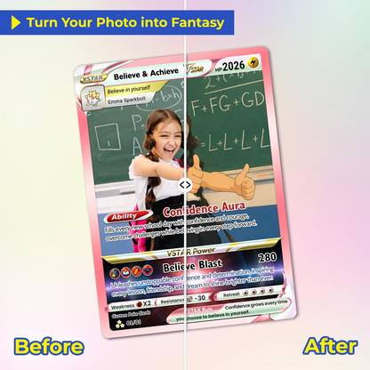 Back to School Custom Pokémon Card - Personalized Pokémon Card with Anime Picture for Kids, Students - First Day of School Gift from Parents - CPC-BTS-18