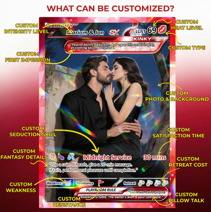18+ Adult Edition Custom Pokemon Card - Personalized Anime Couple Trading Cards - Pokemon-Inspired Metal, Acrylic & Digital Collectibles - CPC-73