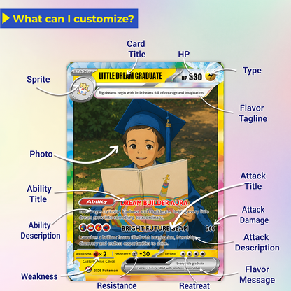 Graduation Gift for Kindergarten Boy and Girl, Kindergarten Graduate Personalized Pokémon Card, Kindergarten Graduation Custom Pokémon Card - First Day of School Gift - CPC-BTS-17