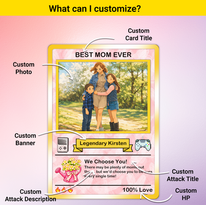 2026 Mother's Day Custom Pokemon Card - Ghibli Anime Style Personalized Pokemon Card for Mom - Customizable Trading Cards - CPC-80.B