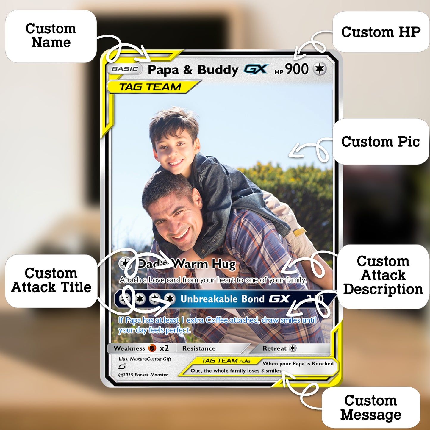 Custom Pokemon Card for Dad - Anime-Inspired Personalized Pokemon Card for Dad - Perfect Gift for Dad - CPC-60