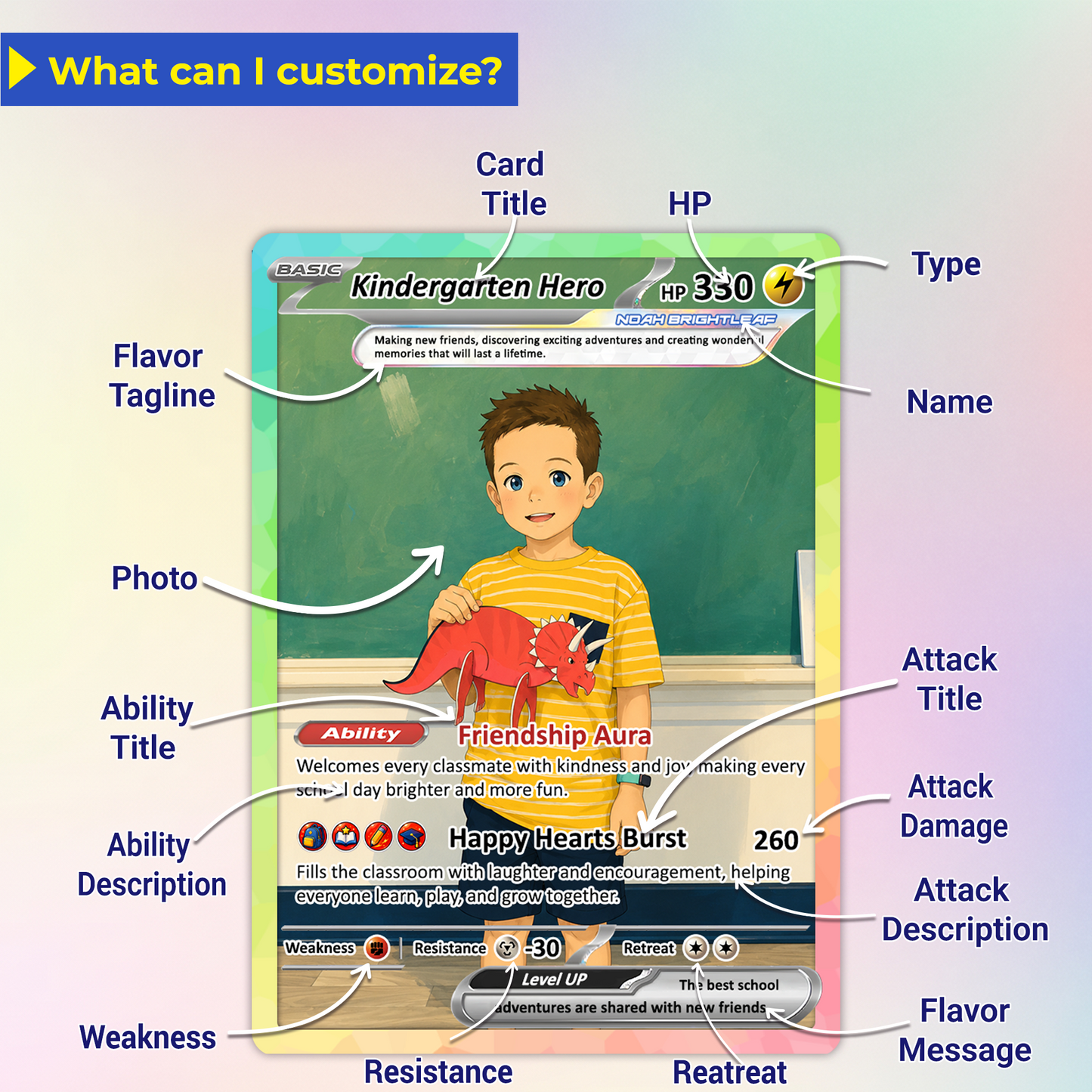 First Day of School Personalized Pokémon Card - Custom Anime Pokémon Card for Kids - Kindergarten Graduation Gift, First Grade Gift from Parents - CPC-BTS-10