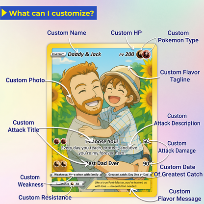 Best Dad Ever Pokemon Card, Custom Pokemon Card  - Anime-Inspired Personalized Pokemon Card for Dad - Perfect Gift for Dad - CPC-58