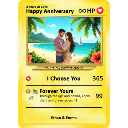 Personalized Anime-Inspired Pokemon Card - Custom Pokemon Card for Couple - Holographic Effect Available - CPC-25